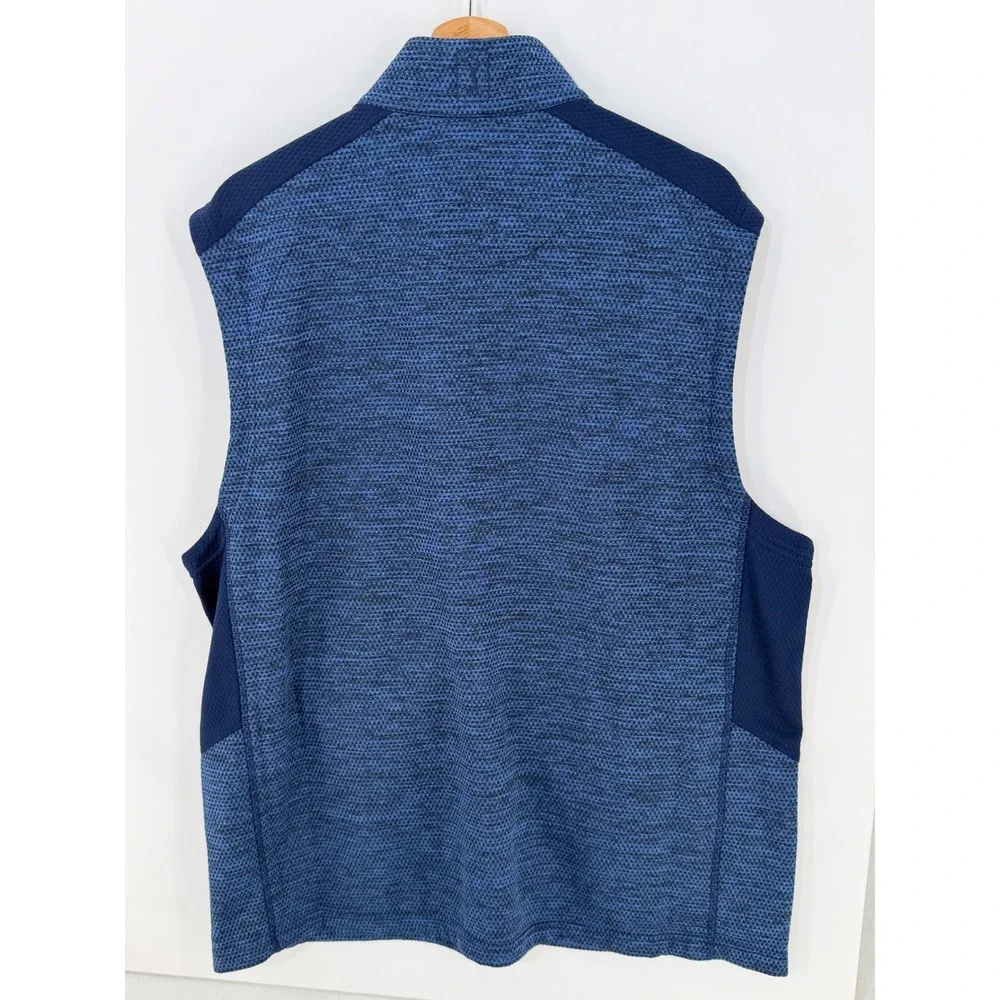 PGA Tour Mens XL Blue Marled Full Zip Fleece Lined Golf Vest Mock Neck SU36940